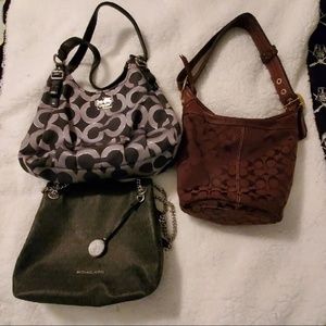 2 Coach handbags and 1Michael kors